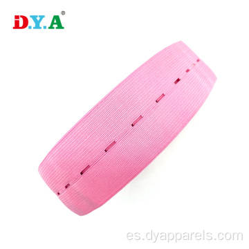 Banda elástica de ojal de punto rosa rosa para coser